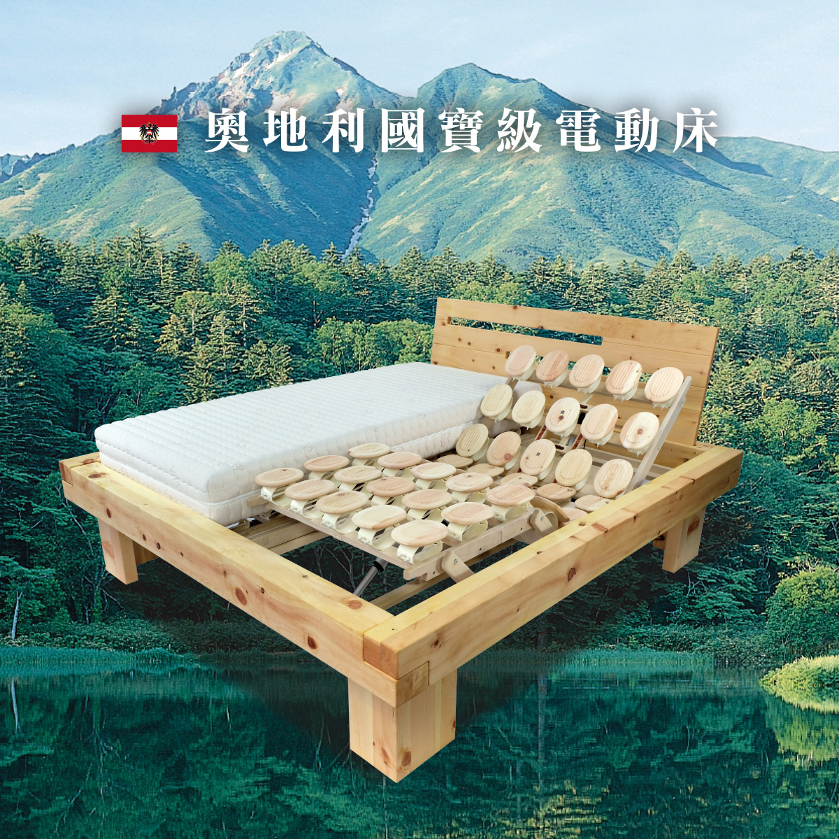 奧地利國寶級電動床<br>五針松實木電動床